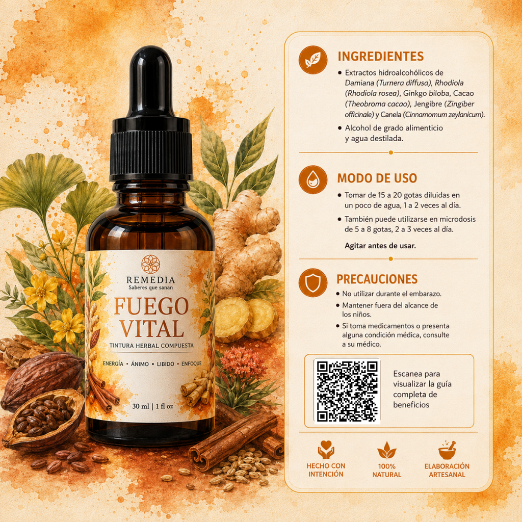 Fuego Vital — Tintura Herbal Energizante y Claridad Mental