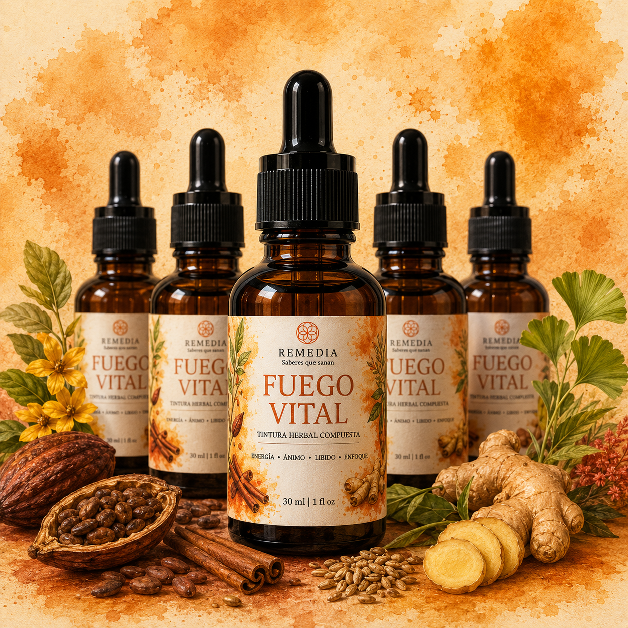 Fuego Vital — Tintura Herbal Energizante y Claridad Mental