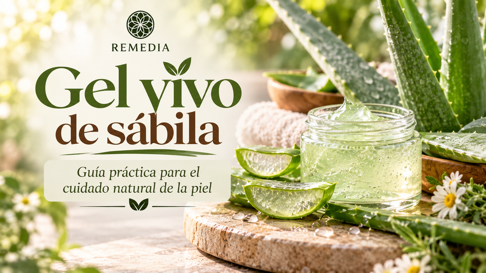 Sábila fresca y gel de aloe vera para el cuidado natural de la piel.