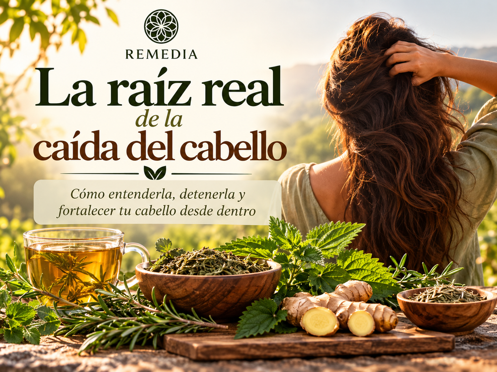 Guía natural sobre caída del cabello, plantas medicinales y cuidado capilar integral.