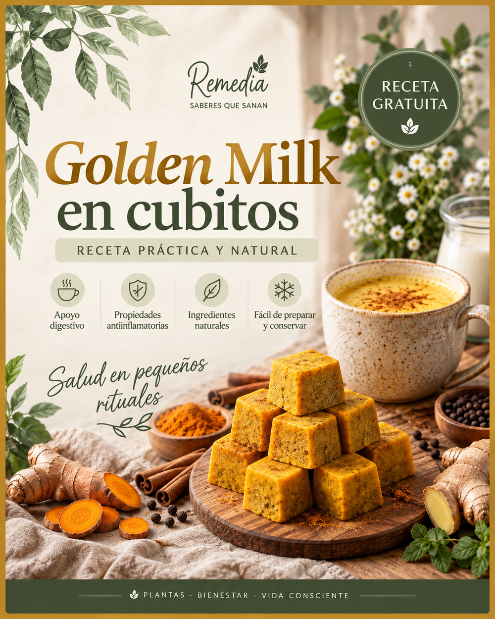 Receta gratuita de Golden Milk REMEDIA